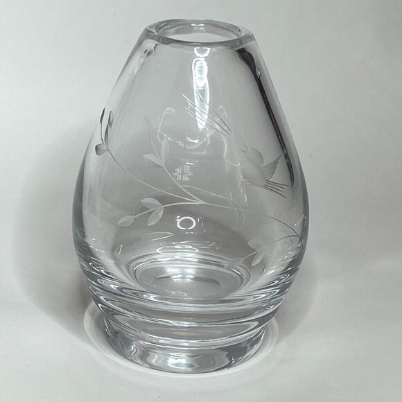 Vintage Kosta Sweden Etched Glass Vase w/ Singing Bird - Picture 4 of 9